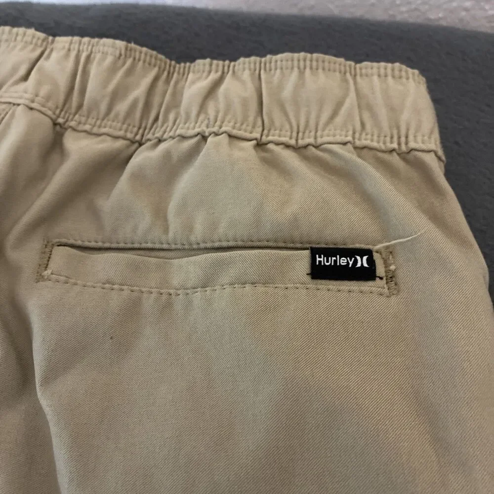 Hurley Boys Jogger Pants Size 10/12 Beige Drawstring With Elastic Waist Youth